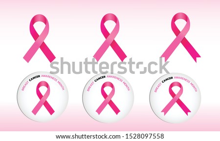Breast Cancer Awareness Ribbon. Vector design pink color on ribbons.
