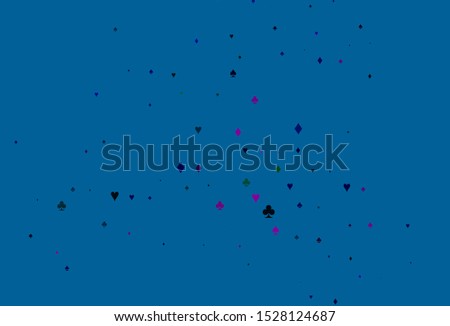 Light Multicolor, Rainbow vector layout with elements of cards. Colorful gradient with signs of hearts, spades, clubs, diamonds. Pattern for booklets, leaflets of gambling houses.