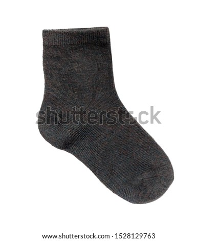 Black sock isolated on white background, top view