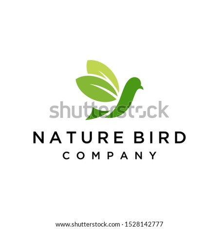 Natural leaves bird logo design vector