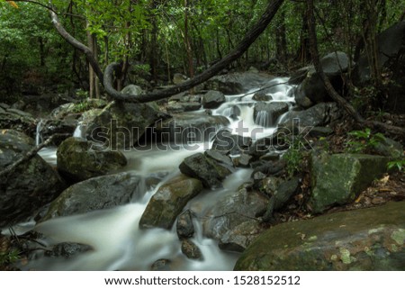 white stream in forest on rainy season