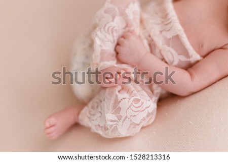 Close up shots of tiny newborn feet and toes 