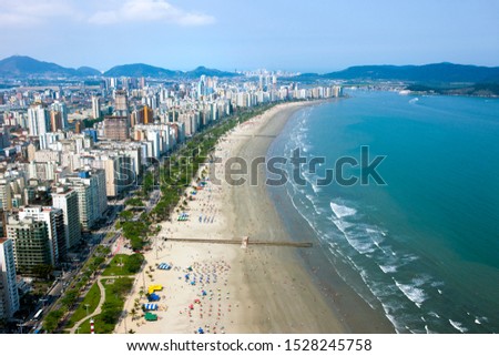 
aerial photograph of Santos beach, Brazil