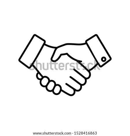 Handshake icon, black on a white background, isolated vector illustration eps.