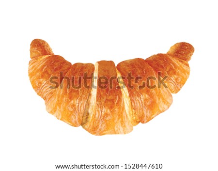 Top view of plain croissant on white background.  Royalty-Free Stock Photo #1528447610