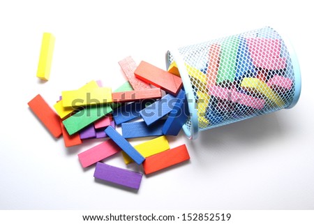 Colorful wooden blocks on white background.