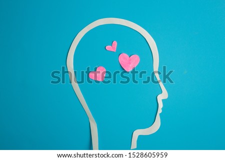 Hearts inside head. Love is in head