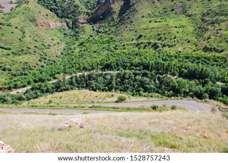 Mountain landscape near Surb Astvatsatsin church, (Burtelashen), in Noravank Monastery, Armenia.