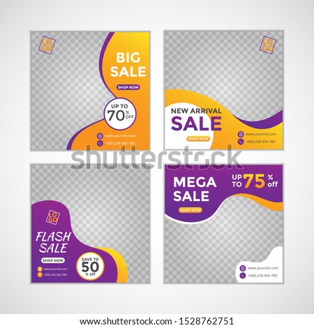 Templates set social media post for fashion sale ad, design with gradient color