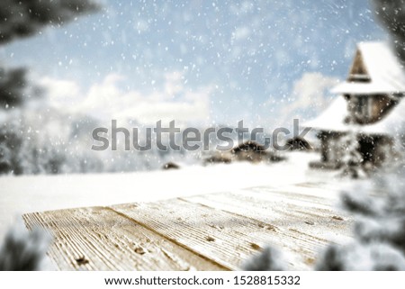 Table background of free space and winter time 