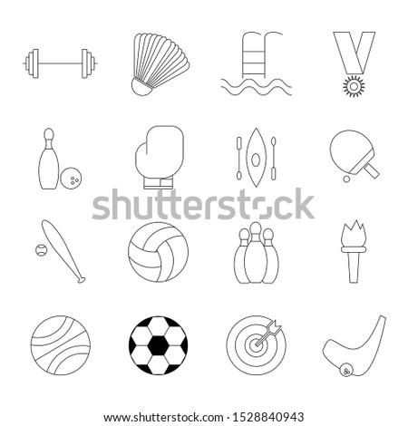 Vector illustration of thin line icons for web, icon set sport arrow. Linear symbols set.