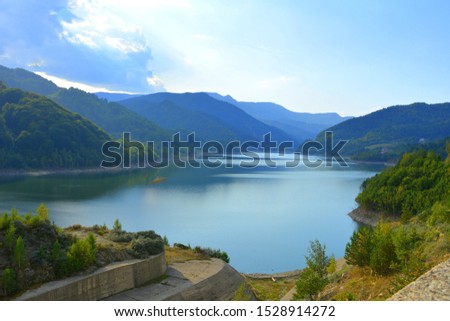Lake and dam Siriu, Buzau in Carpathian Mountains, Romania