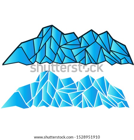 Low poly Ice Mountain vector icon design, Triangle hill clip art.