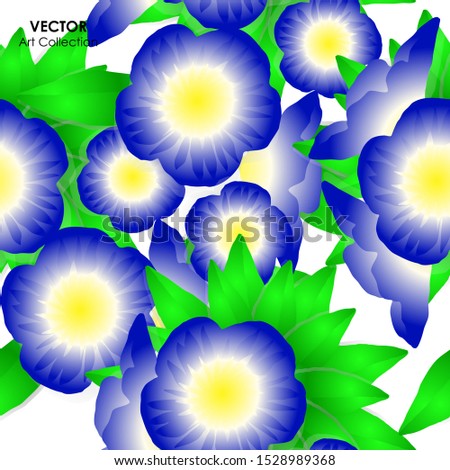 Bush Morning Glory Flower Seamless Pattern, Vector illustration design element