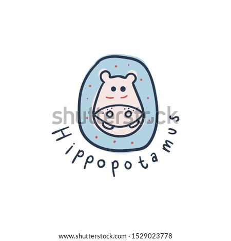 hand-drawn hippopotamus. creative animal texture for fabric, wrapping, textile, wallpaper, apparel. Vector illustration