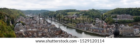 Panorama of the historic town of Dinant with the river Meuse in the south of Belgium 
