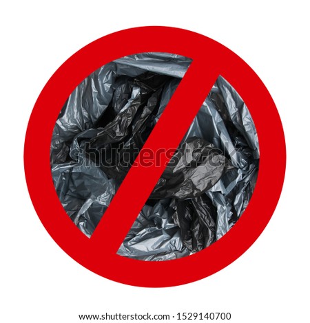 Stop plastic prohibition sign on white background