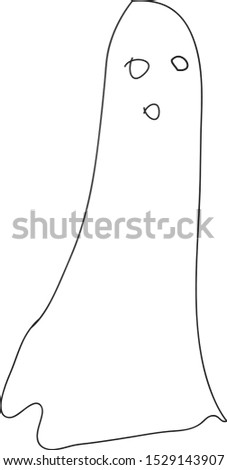 Cute ghost. Halloween illustration. Vector isolated on white background. Line art.