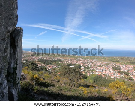 Beautiful aerial vibrant view of Esposende in Portugal. View from the Portuguese coastline with the Atlantic ocean. Picotinho or Pitoquinho hiking trail.