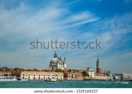 Venice skyline with the San Marco bell tower from the ferry