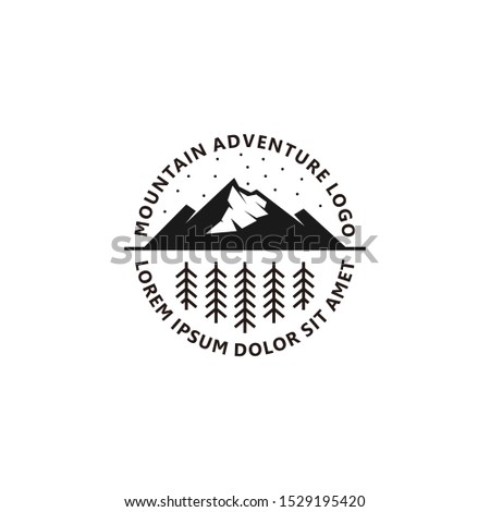 Outdoor mountain nature logo - adventure wildlife pine tree forest design