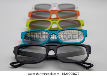 Colored glasses to watch 3D cinema
