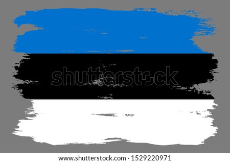 Estonian flag with tricolor blue black white stripes. Vector Estonian flag illustration with cool grunge texture. Vector flag of Estonia in official colors with grunge texture.