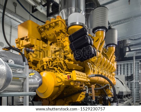 Generator. Diesel and gas industrial electric generator. Royalty-Free Stock Photo #1529230757