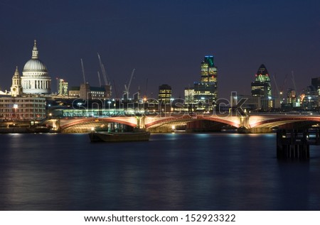 London skyline at night, United Kingdom