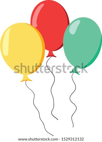 Red, green, and yellow balloon vector illustration.