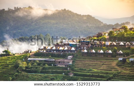 The village at the top of the beautiful mountain.