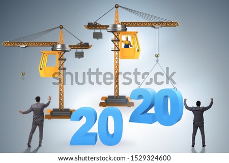 Crane lifting numbers in year of 2020 concept