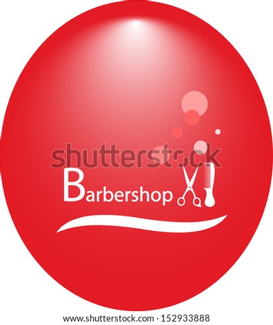 red round background for hair salon with barbershop tools 