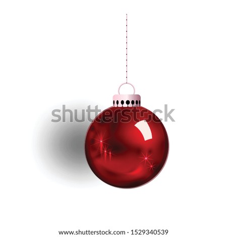 Red Glass Christmas Bauble vector,elements for Artwork greeting gift box holiday background cards xmas symbol party,Isolated background