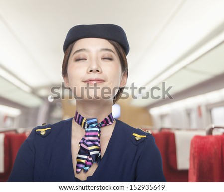 Portrait of Air Stewardess, Eyes Closed