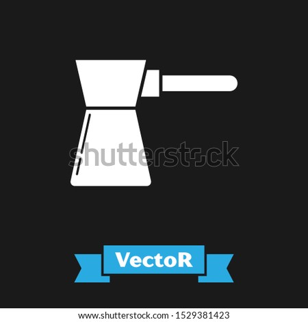 White Coffee turk icon isolated on black background.  Vector Illustration