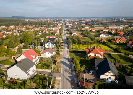 Village in Poland. Sunny day, home and streets