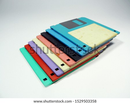 Computer floppy disk closeup on white