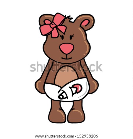 Girl bear wearing diapers