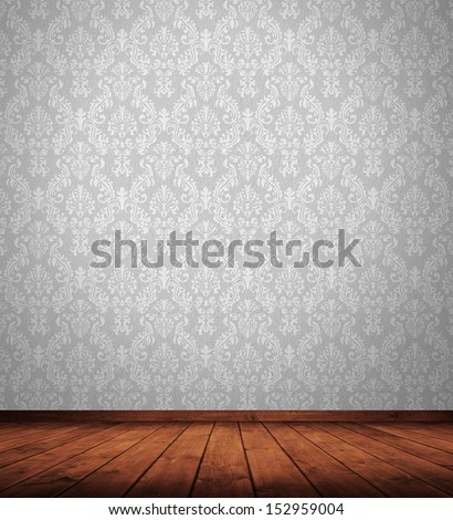 grunge interior room with retro wallpaper. Royalty-Free Stock Photo #152959004