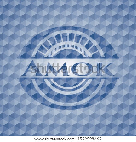 Amok blue hexagon badge. Vector Illustration. Detailed.