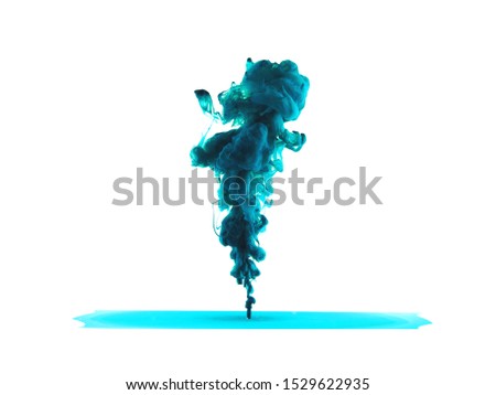 Abstract flowing fluid. Clouds of phthalo turquoise color ink in water