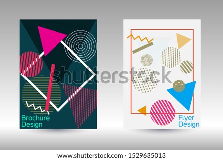 Minimum vector coverage. Modern Memphis background. Artistic geometric cover design. Fashionable  cover, banner, poster, booklet. Creative colors backgrounds. 