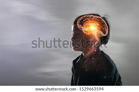 Brain Nervous System concept.Science is something that children should study and learn.Thinking process and Psychology of Kids. Royalty-Free Stock Photo #1529663594