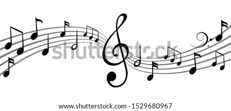 Music notes wave, group musical notes background – vector for stock