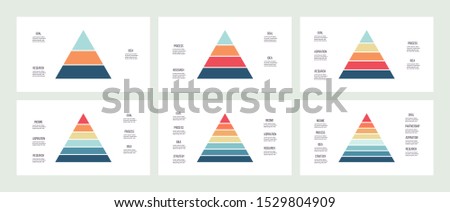 Business infographics. Pyramid charts with 3, 4, 5, 6, 7, 8 steps, options, levels. Vector diagram. Royalty-Free Stock Photo #1529804909