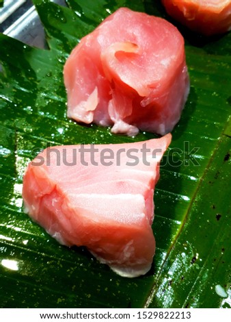 fresh fish filet slice  in market