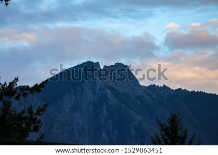 Tiger mountain state forest. Snoqualmie, Washington. Sunset on mountain