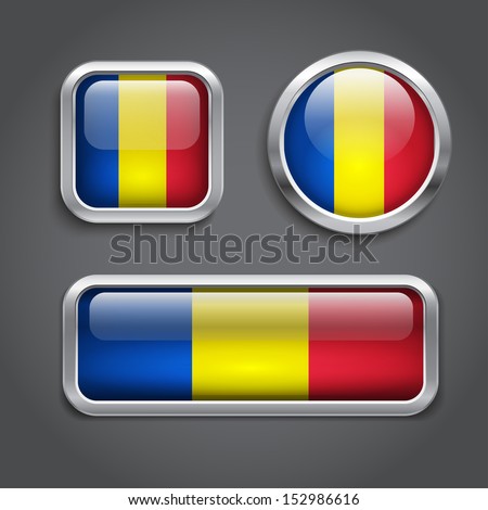 Set of Chad flag glass buttons