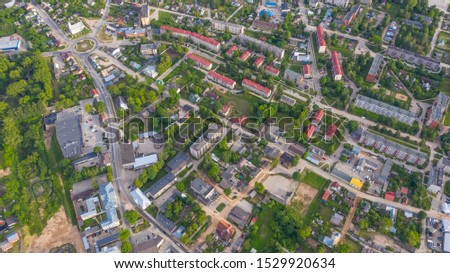 Aerial view from flying drone over the  Jekabpils city (Latvia)